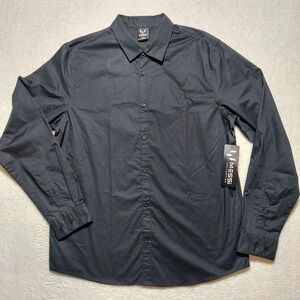 Messi Collection Button Down Shirt Men's Large Black New Stretch MMS0416USJ
